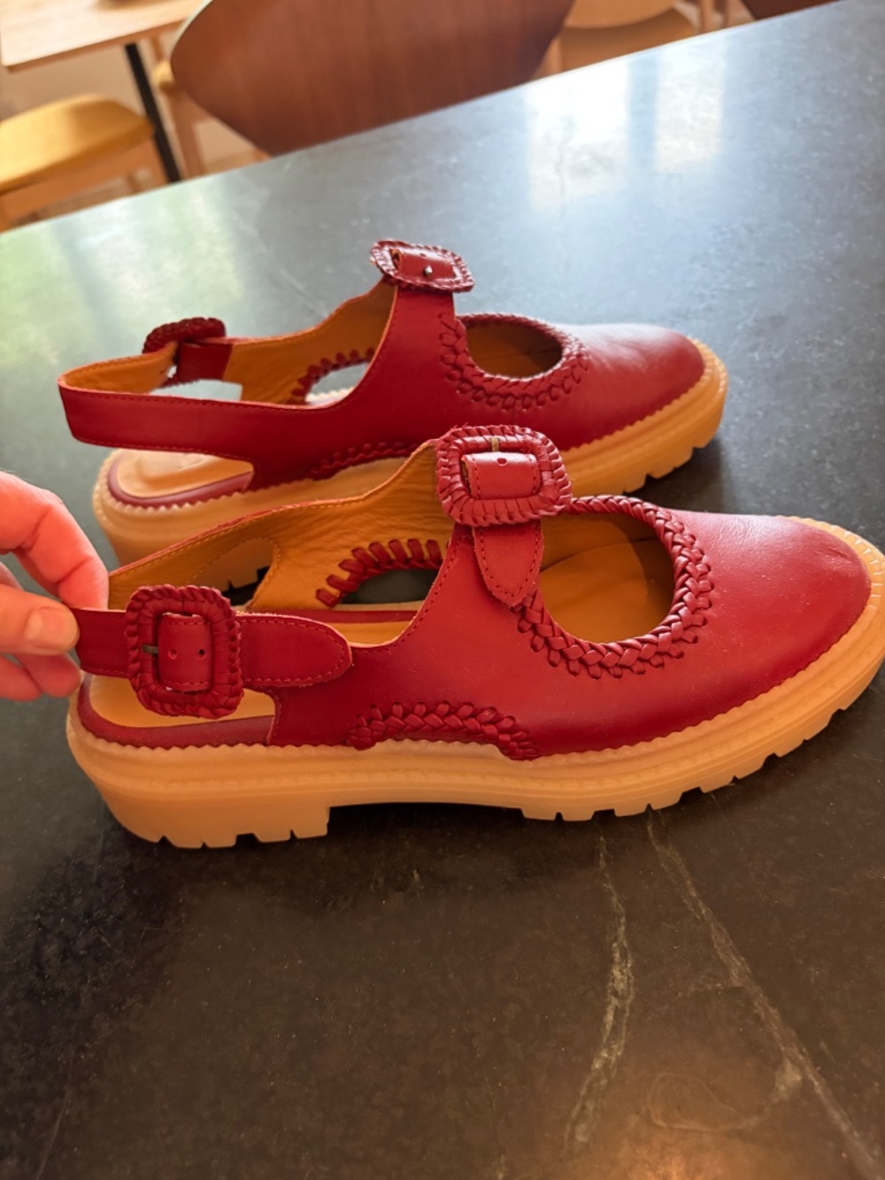 Beklina Deep Red Sandals- Size 9/39 - Picture 2 of 7
